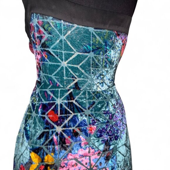 Anthropologie Moulinette Soeurs Floral Print Velvet Slip Dress Size 8 - Picture 8 of 9